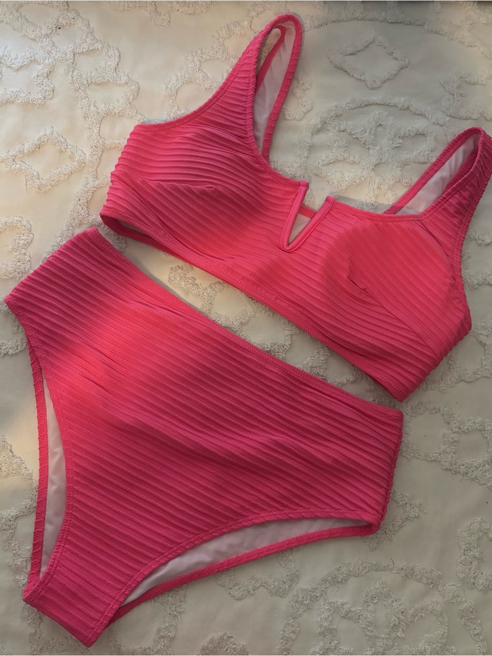Shein high waisted ribbed bikini